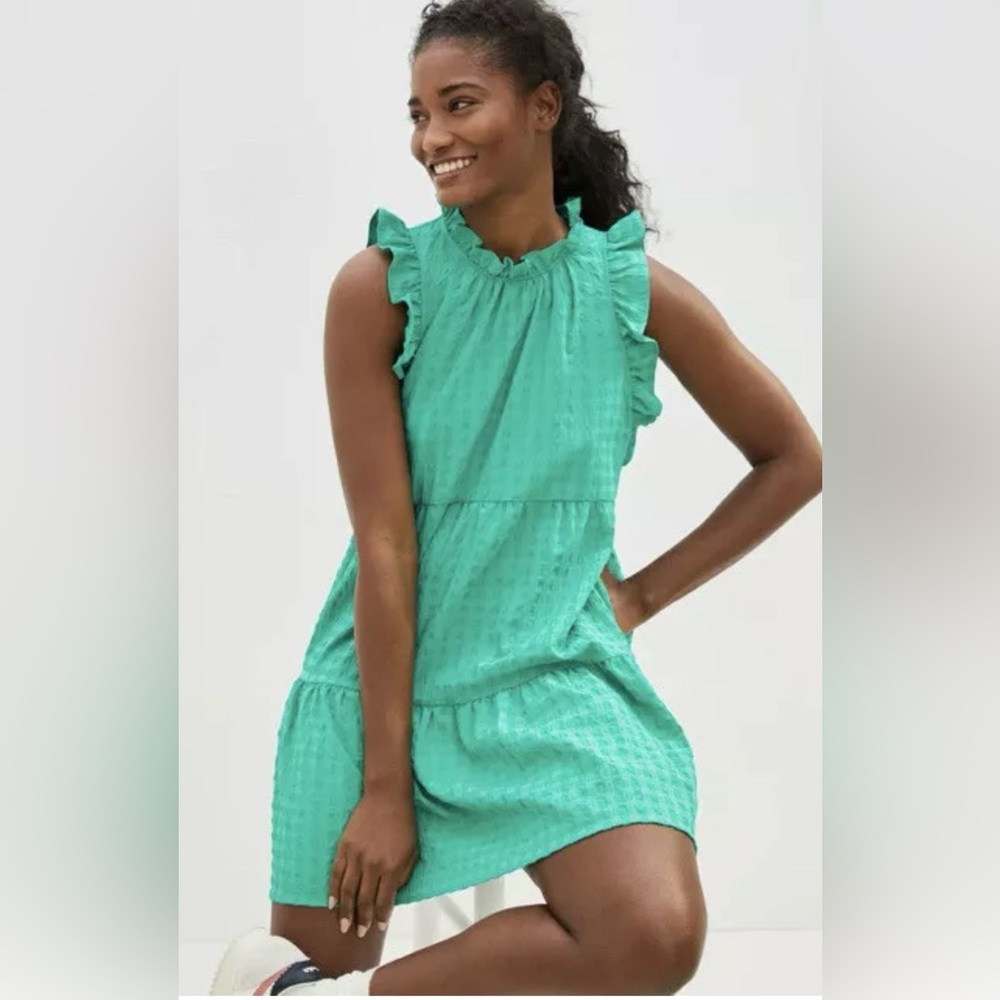 Anthropologie | Maeve Sleeveless Pinafore Ruffle Lida A-line Gingham Mini Dress